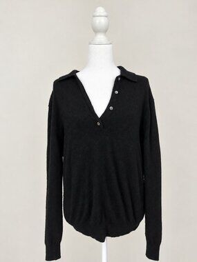 Everlane Black Cashmere Classic Sweater Polo – Size M